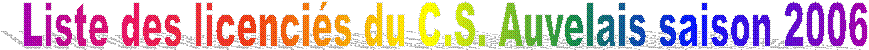Liste des licencis du C.S. Auvelais saison 2006