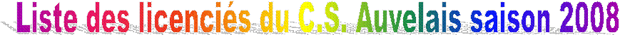 Liste des licencis du C.S. Auvelais saison 2008